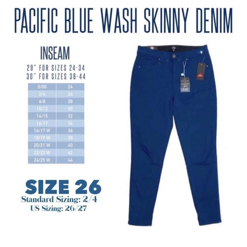 26 Lularoe Denim Skinny Jeans Soft Stretchy Pacific Blue Fits 2/4